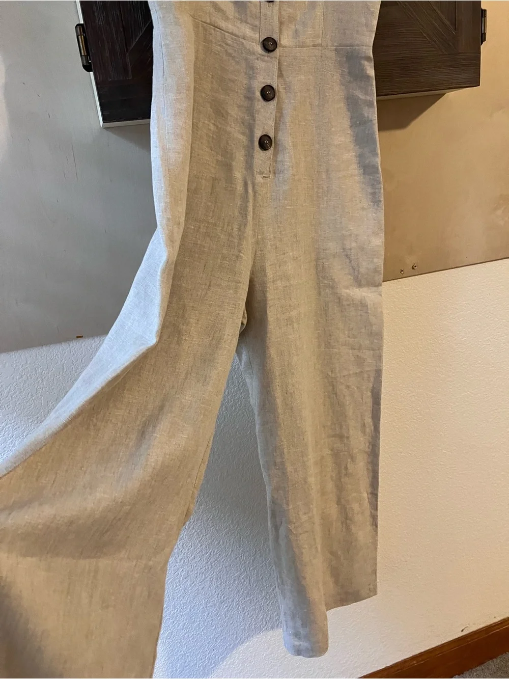 NWOT Reformation Sand Beige Torta Linen Jumpsuit